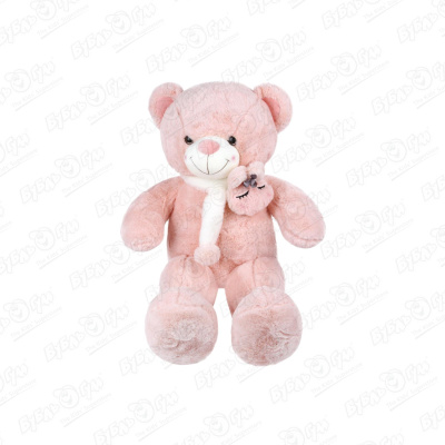 Игрушка мягкая Медведь с шарфом персиковый 50см мягкая игрушка стич 50см