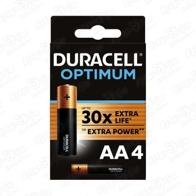 Батарейки Duracell Optimum АА 4шт duracell optimum батарейки щелочные размера аа 4 шт б0056020
