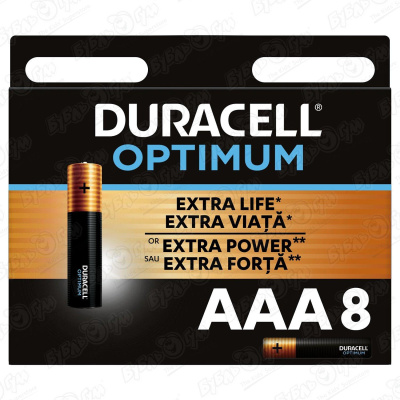 Батарейки Duracell Optimum ААА 8шт элемент питания duracell optimum ааа lr03 10 шт