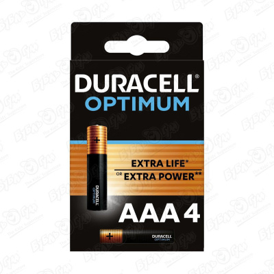 Батарейки Duracell Optimum ААА 4шт duracell optimum батарейки щелочные размера ааа 12 шт б0056029