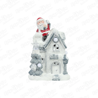 цена Украшение новогоднее Дом белый керамический со светом 20см