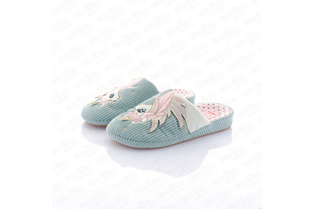 Тапочки Pasito принт единорог нежно-зеленые - фото 360
