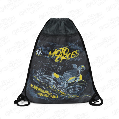 Мешок для обуви JUNGER Moto cross с рисунком мотоциклист черный цена и фото