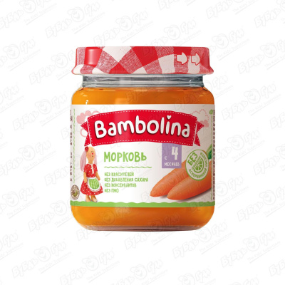 Пюре Bambolina морковь 100г с 4мес цена и фото
