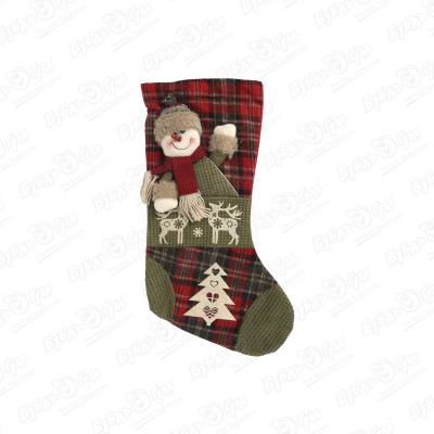 Носок новогодний для подарков Снеговик текстиль 53см носок мини новогодний 9х15 см красный