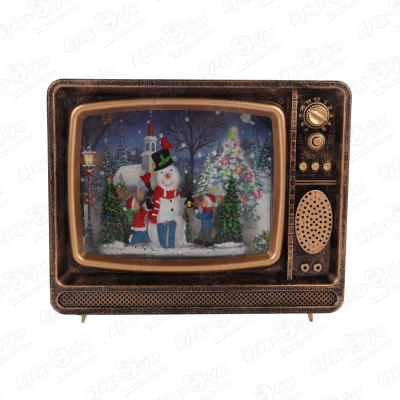 Фонарь светодиодный Телевизор со снеговиком 21х25см