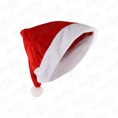 Колпак новогодний с помпоном красный 40см колпак классический хлопок с помпоном размер 54 60 красный белый