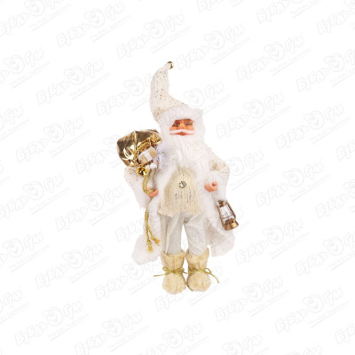 цена Декор фигура Дед Мороз в золотом с фонарем 45см
