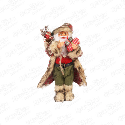 цена Декор фигура Дед Мороз в кафтане с подарками 45см