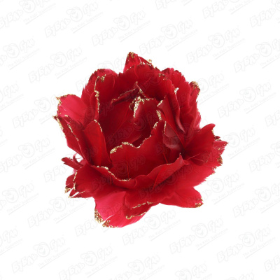 Украшение елочное роза красная из перьев с блестками 10см украшение елочное цветок белый из перьев 10см