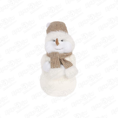 Декор фигурка снеговик с шапкой и шарфом 36см