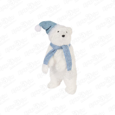 Декор фигурка медведь белый в шарфе и шапке 47см фигурка сова в шарфе 6 5см