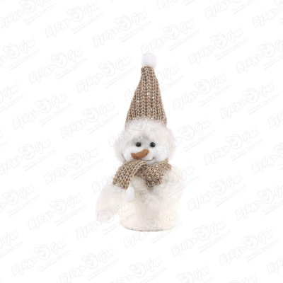 Декор фигурка снеговик в шапке с шарфом 24см