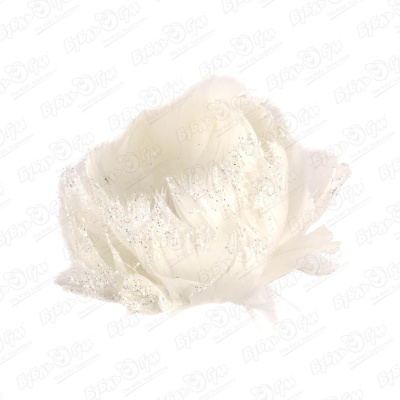 Украшение елочное цветок белый из перьев 9см елочное украшение рождественский цветок серебряный 20 см