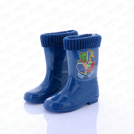 Сапоги водонепроницаемые Pasito с рисунком драконы с текстильной вставкой с вязаным отворотом синие  - фото 360 Сапоги водонепроницаемые Pasito с рисунком драконы с текстильной вставкой с вязаным отворотом синие  - фото 360