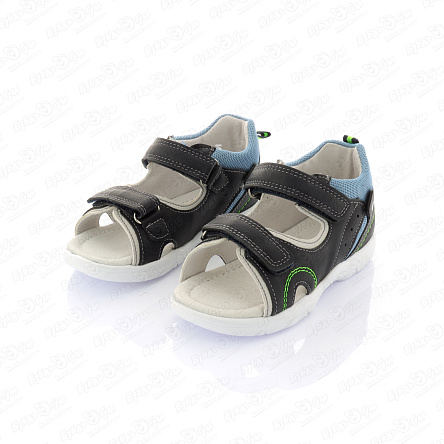 Сандалии Pasito с зеленой и белой строчкой сине-голубые  - фото 360 Сандалии Pasito с зеленой и белой строчкой сине-голубые  - фото 360