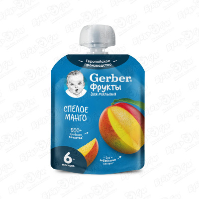Пюре Gerber спелое манго 90г с 6мес пюре gerber спелое яблоко 90г с 4мес