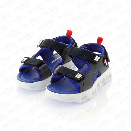 Сандалии Pasito подошва с огоньками с красными вставками сине-серые  - фото 360