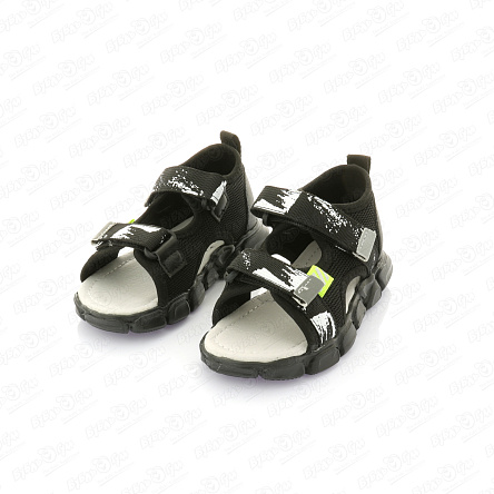 Сандалии Pasito на липучке с белыми вкраплениями черные - фото 360