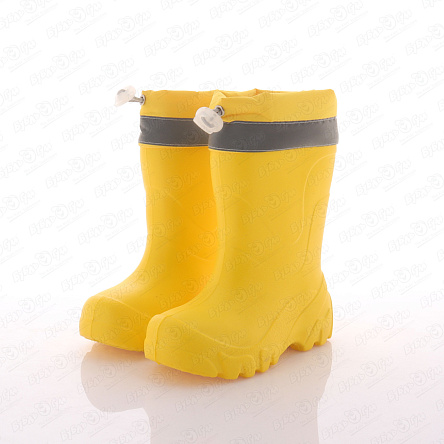 Сапоги сноубутсы утепленные с фиксатором и декоративной полоской желтые - фото 360