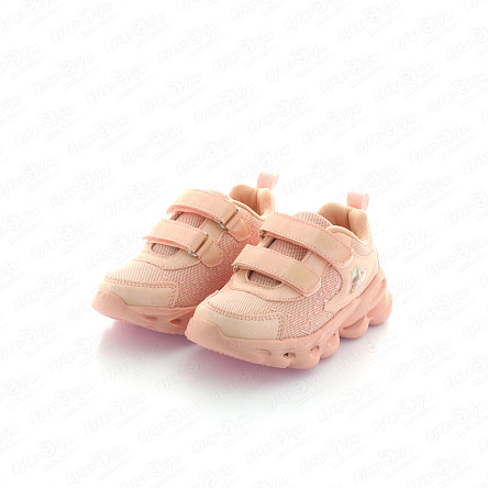 Кроссовки Pasito на липучке с огоньками перламутрово-розовые - фото 360