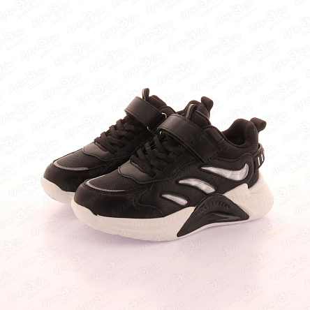 Кроссовки TIBURON на липучке с декоративными элементами по бокам черные - фото 360