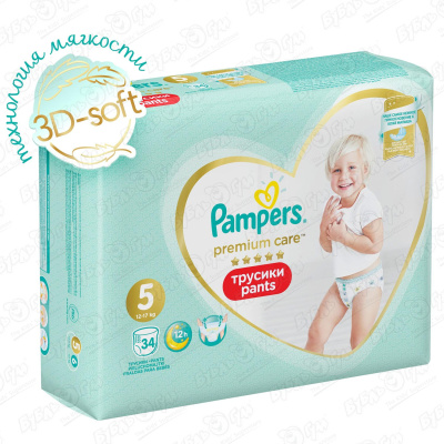 Подгузники-трусики Pampers Premium Care 5 12-17кг 34шт