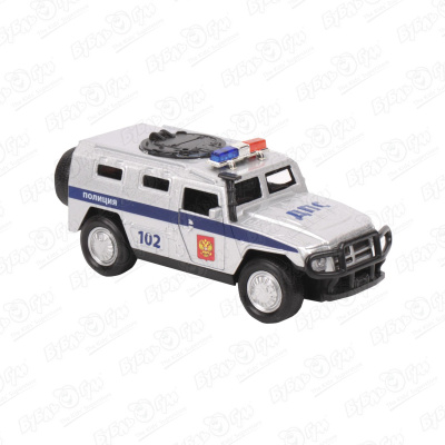 Автомобиль kings toy ДПС Полиция инерционный световые звуковые эффекты металлический белый 1:36 фотографии