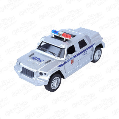 Автомобиль kings toy ДПС полиция инерционный световые звуковые эффекты металлический серебристый 1:36