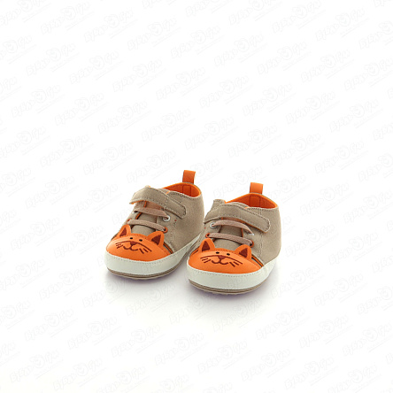 Пинетки Pasito текстильные с мордочкой лисенка бежевые - фото 360