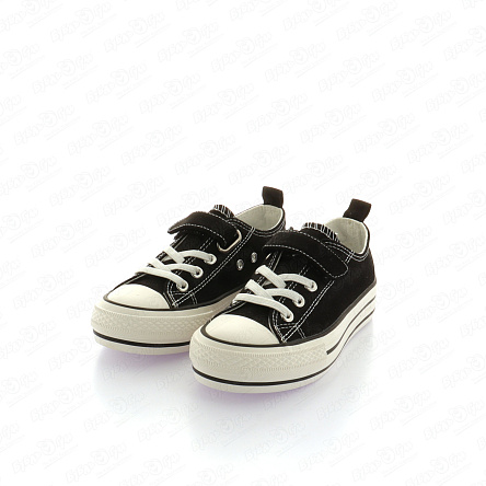 Кеды TIBURON на липучке и шнуровке с декоративными полосками бело-черные - фото 360