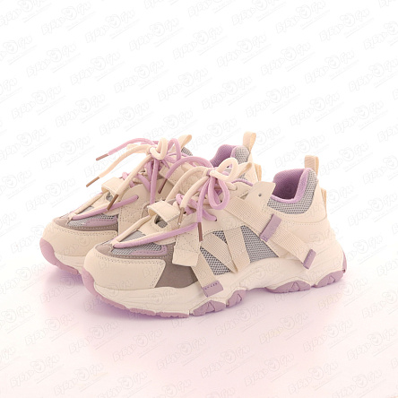 Кроссовки Barbaris с фиолетовыми элементами серо-бежевые - фото 360