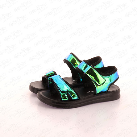 Сандалии Barbaris с сине-голубыми переливами черные - фото 360