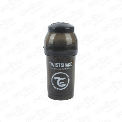 Бутылка TWISTSHAKE антиколиковая с силиконовой соской черная 180мл с 0мес