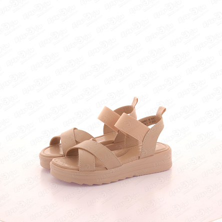 Сандалии Barbaris с перекрещенной перетяжкой и эластичным ремешком бежевые - фото 360