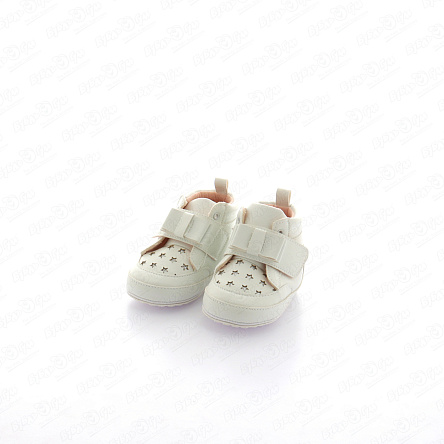 Пинетки Pasito на широкой липучке с декором маленькие звездочки белые - фото 360