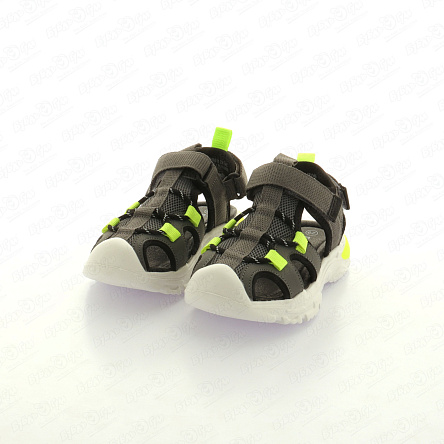 Сандалии Pasito с салатовыми акцентами с текстильным ремешком серые - фото 360