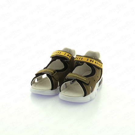 Сандалии Pasito на липучке с надписью и бело-желтой строчкой хаки - фото 360 Сандалии Pasito на липучке с надписью и бело-желтой строчкой хаки - фото 360