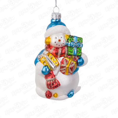 Украшение елочное «Снеговик с подарками» стекло елочное украшение ёжик снеговик высота 10 см