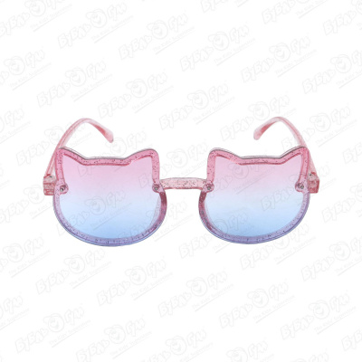Очки солнцезащитные Lanson Kids форма котик с блестками розово-голубые очки солнцезащитные lanson kids сердце голубые