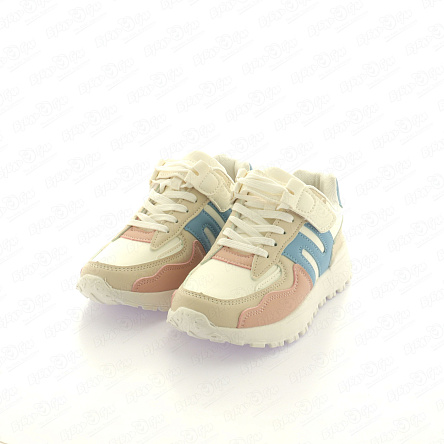 Кроссовки Barbaris на липучке и шнуровке с розово-голубыми вставками белые - фото 360 Кроссовки Barbaris на липучке и шнуровке с розово-голубыми вставками белые - фото 360