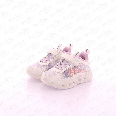 Кроссовки Pasito подошва с огоньками и декором крылья бабочки внутри с бусинами бело-сиреневые - фото 360