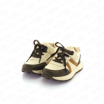 Кроссовки Pasito на липучке и шнуровке с коричневыми вставками бежевые - фото 360 Кроссовки Pasito на липучке и шнуровке с коричневыми вставками бежевые - фото 360