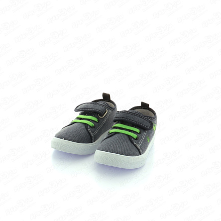 Кеды Pasito на липучке принт джинса с зелеными элементами синие - фото 360