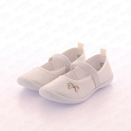 Туфли Pasito фиксация на резинке с серебристым блеском белые - фото 360