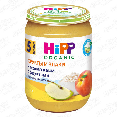 Каша HiPP Organic рисовая с фруктами 190г с 5мес