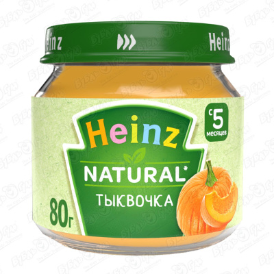 Пюре Heinz Natural тыква 80г с 5мес пюре фрутоняня кукуруза тыква морковь 80г с 5мес