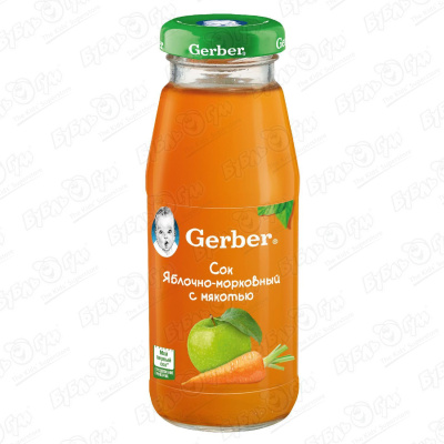 Сок Gerber яблоко-морковь с мякотью 175г с 5мес сок gerber яблоко виноград шиповник 175г с 6мес