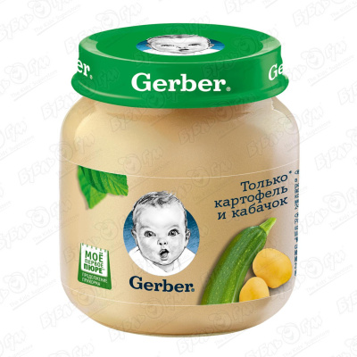 Пюре Gerber картофель-кабачок 130г с 5мес пюре gerber яблоко груша 130г с 5мес