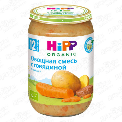 Пюре HiPP Organic овощная смесь с говядиной 220г с 12мес